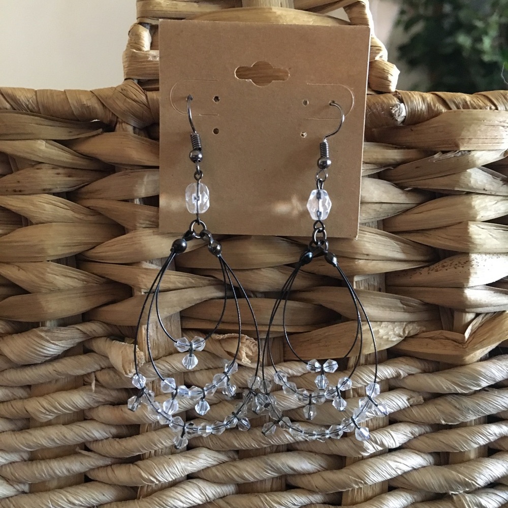 Vintage tiered beaded fish line earrings